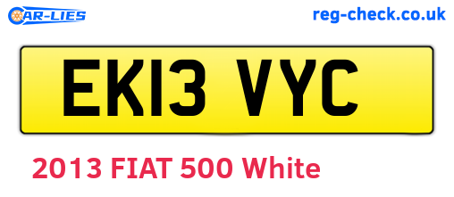 EK13VYC are the vehicle registration plates.