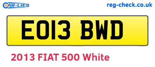 EO13BWD are the vehicle registration plates.