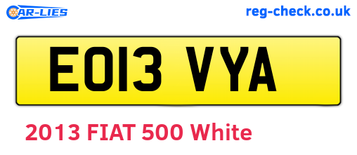EO13VYA are the vehicle registration plates.
