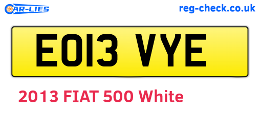EO13VYE are the vehicle registration plates.
