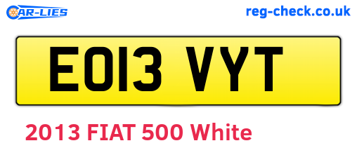 EO13VYT are the vehicle registration plates.