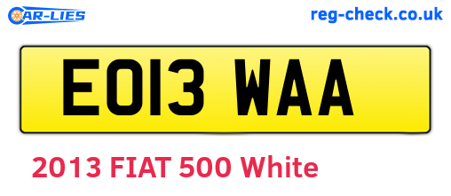 EO13WAA are the vehicle registration plates.