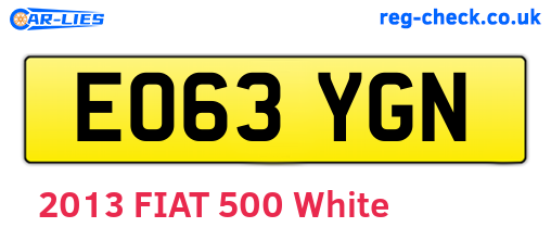 EO63YGN are the vehicle registration plates.