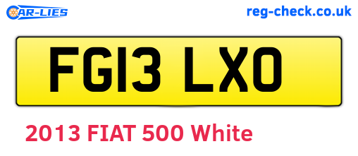 FG13LXO are the vehicle registration plates.