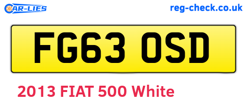 FG63OSD are the vehicle registration plates.