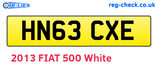 HN63CXE are the vehicle registration plates.
