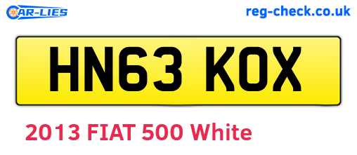 HN63KOX are the vehicle registration plates.