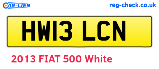HW13LCN are the vehicle registration plates.