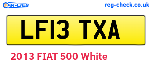 LF13TXA are the vehicle registration plates.