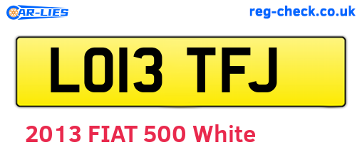 LO13TFJ are the vehicle registration plates.