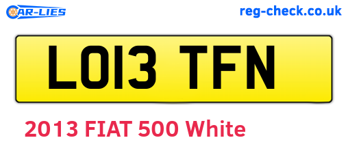 LO13TFN are the vehicle registration plates.