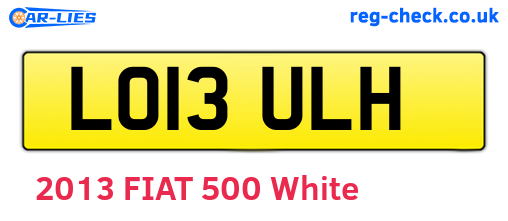 LO13ULH are the vehicle registration plates.