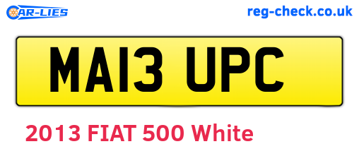 MA13UPC are the vehicle registration plates.
