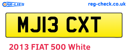 MJ13CXT are the vehicle registration plates.