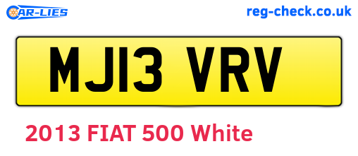 MJ13VRV are the vehicle registration plates.