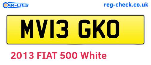 MV13GKO are the vehicle registration plates.