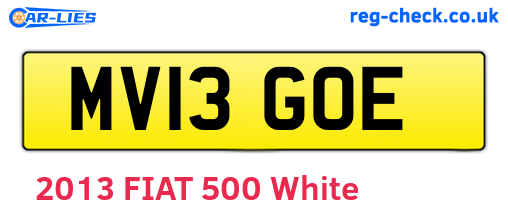 MV13GOE are the vehicle registration plates.
