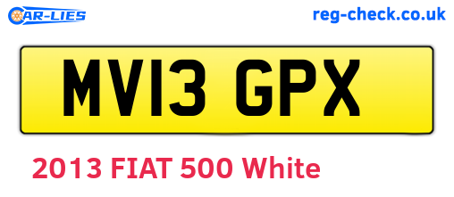 MV13GPX are the vehicle registration plates.