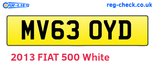 MV63OYD are the vehicle registration plates.