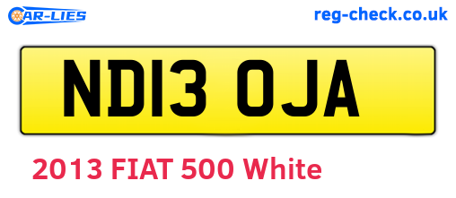 ND13OJA are the vehicle registration plates.