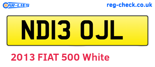 ND13OJL are the vehicle registration plates.