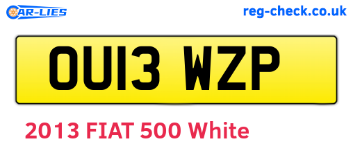 OU13WZP are the vehicle registration plates.