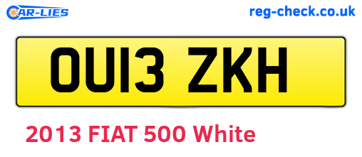 OU13ZKH are the vehicle registration plates.