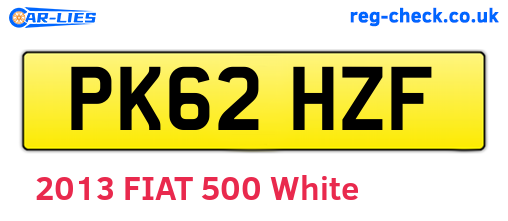 PK62HZF are the vehicle registration plates.