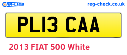 PL13CAA are the vehicle registration plates.