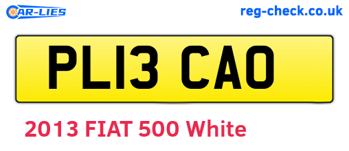 PL13CAO are the vehicle registration plates.