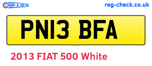PN13BFA are the vehicle registration plates.