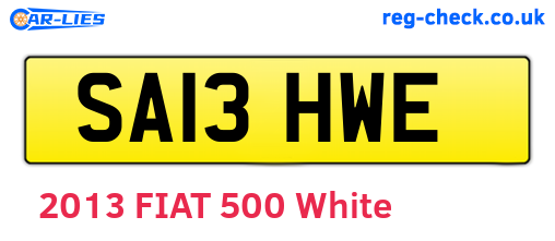 SA13HWE are the vehicle registration plates.