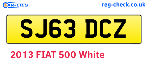 SJ63DCZ are the vehicle registration plates.