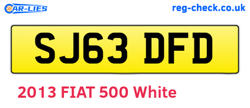 SJ63DFD are the vehicle registration plates.