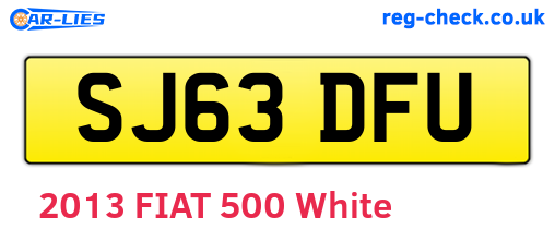 SJ63DFU are the vehicle registration plates.