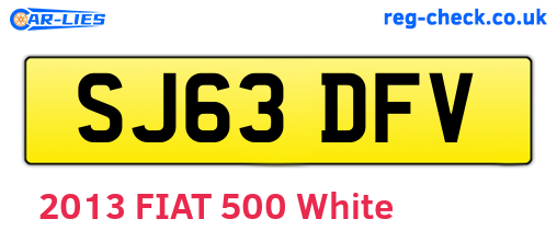 SJ63DFV are the vehicle registration plates.
