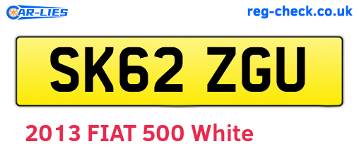 SK62ZGU are the vehicle registration plates.