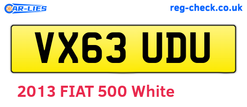VX63UDU are the vehicle registration plates.