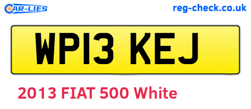 WP13KEJ are the vehicle registration plates.