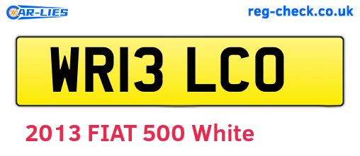 WR13LCO are the vehicle registration plates.