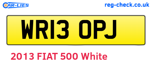 WR13OPJ are the vehicle registration plates.