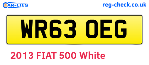 WR63OEG are the vehicle registration plates.