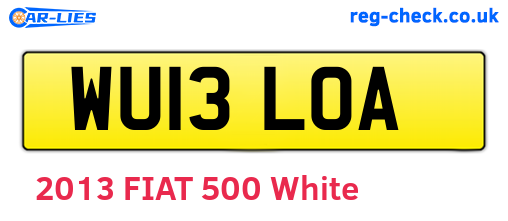 WU13LOA are the vehicle registration plates.