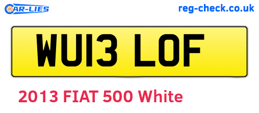 WU13LOF are the vehicle registration plates.