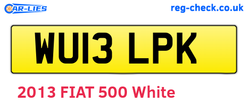 WU13LPK are the vehicle registration plates.