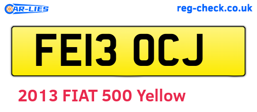 FE13OCJ are the vehicle registration plates.