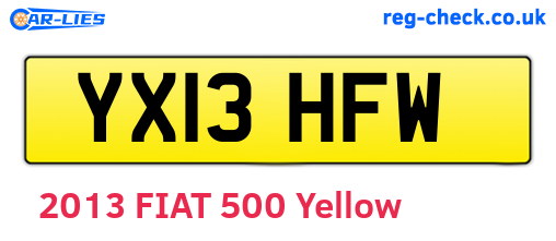 YX13HFW are the vehicle registration plates.