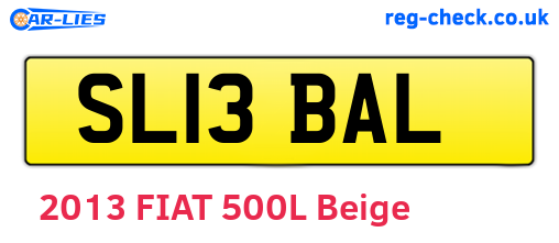 SL13BAL are the vehicle registration plates.