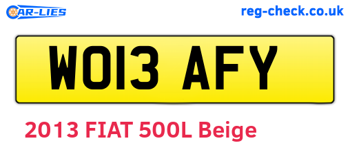 WO13AFY are the vehicle registration plates.