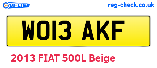 WO13AKF are the vehicle registration plates.